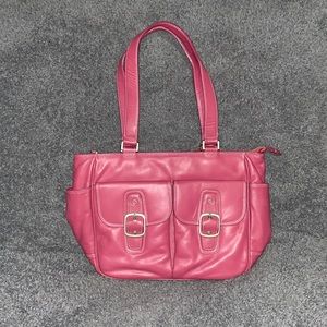 COPY - ili New York Genuine Leather Pink Tote with Side Pockets and Zip Top